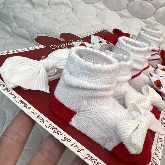 Baby Holiday Socks & Headwraps Girls Gift Set Size 0/6m Christmas Soft Headbands - Picture 5 of 8